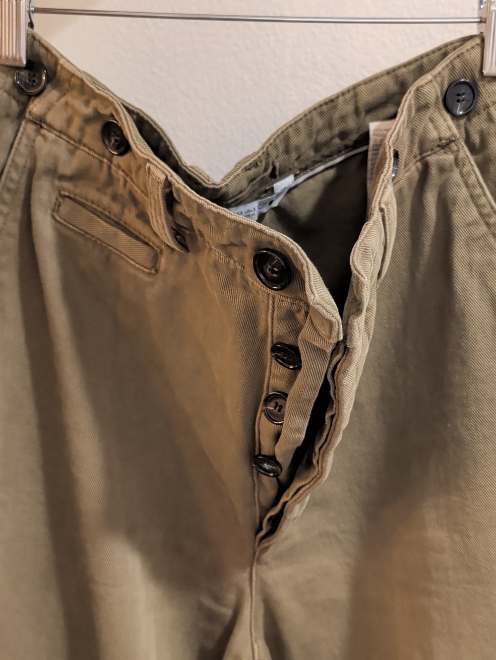 Zara Women's Casual Button-Fly Olive Jeans Tapered Cotton Pants